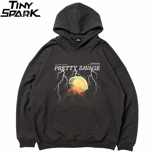 Men Hoodie Sweatshirt Hip Hop Streetwear Lightning Hoodie Pullover Harajuku Autumn Winter Fleece Hoodies Cotton Hipster