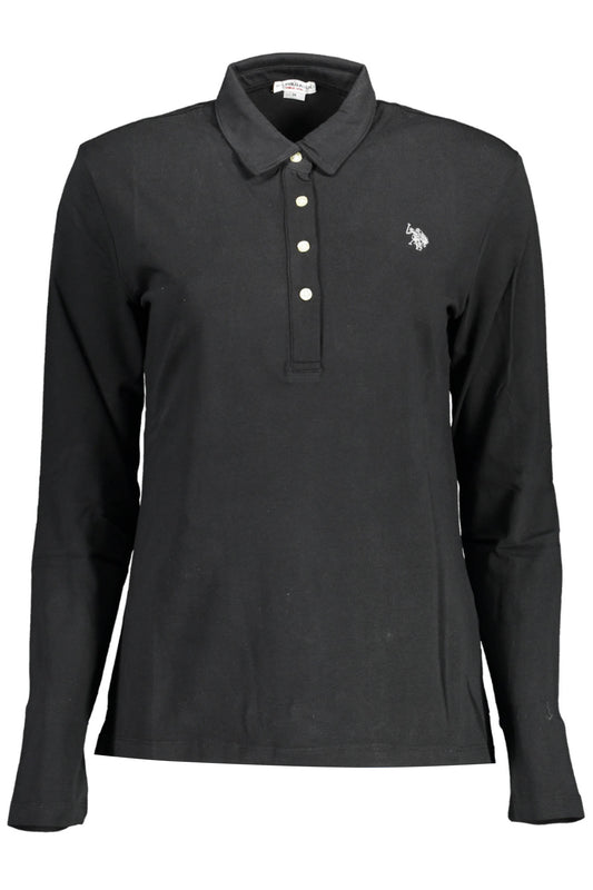 US POLO BLACK WOMEN'S LONG SLEEVED POLO SHIRT